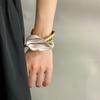 Exaggerated Golden and White Bangle Armlet Metal Flower Bracelet Women's Wrist Jewelry Lady