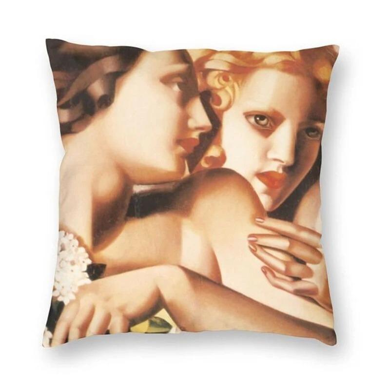 Sexy weibliche Kunst Ölgemälde bedruckter Kissenbezug Heimdekoration Schlafzimmer Wohnzimmer Sofa Kissenbezug 45x45cm