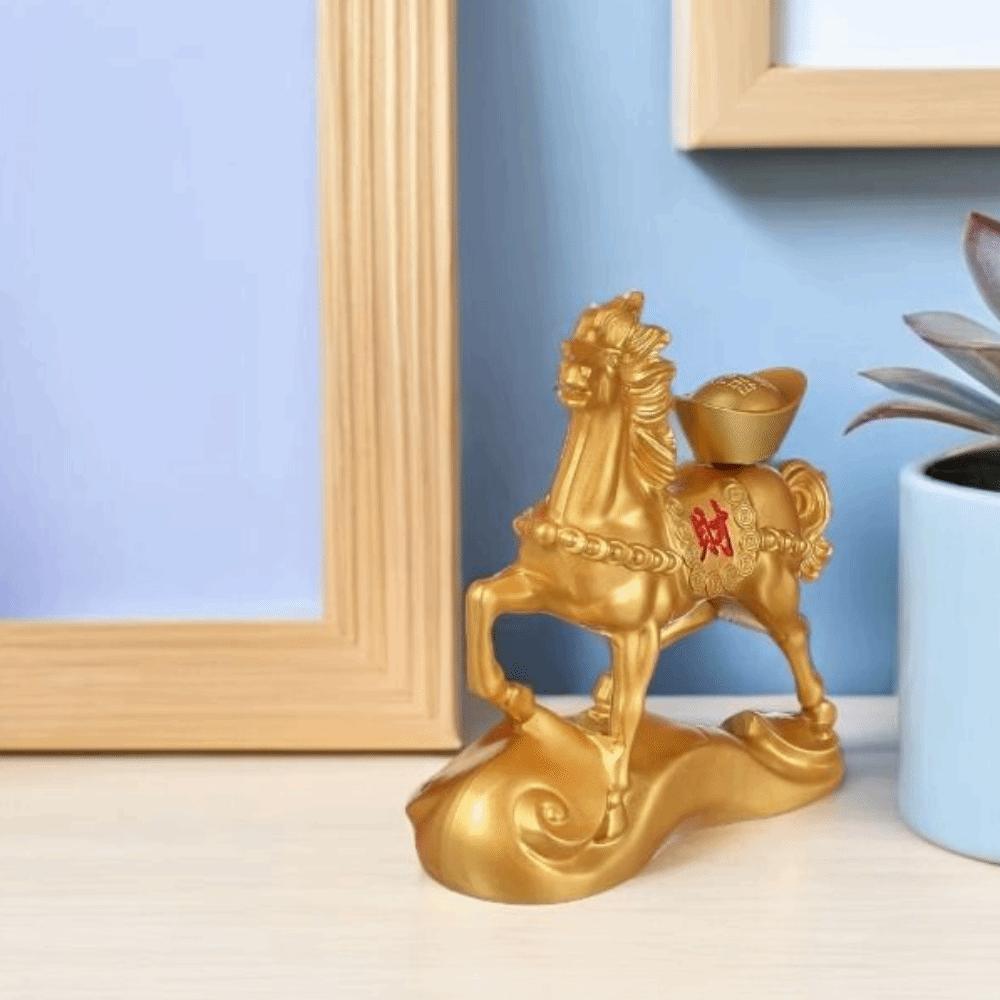 Chinese Style Rotating Ingots Horse Statue Gold Traditional Running Horse Ornaments Exquisite Unique Retro Pony Sculpture