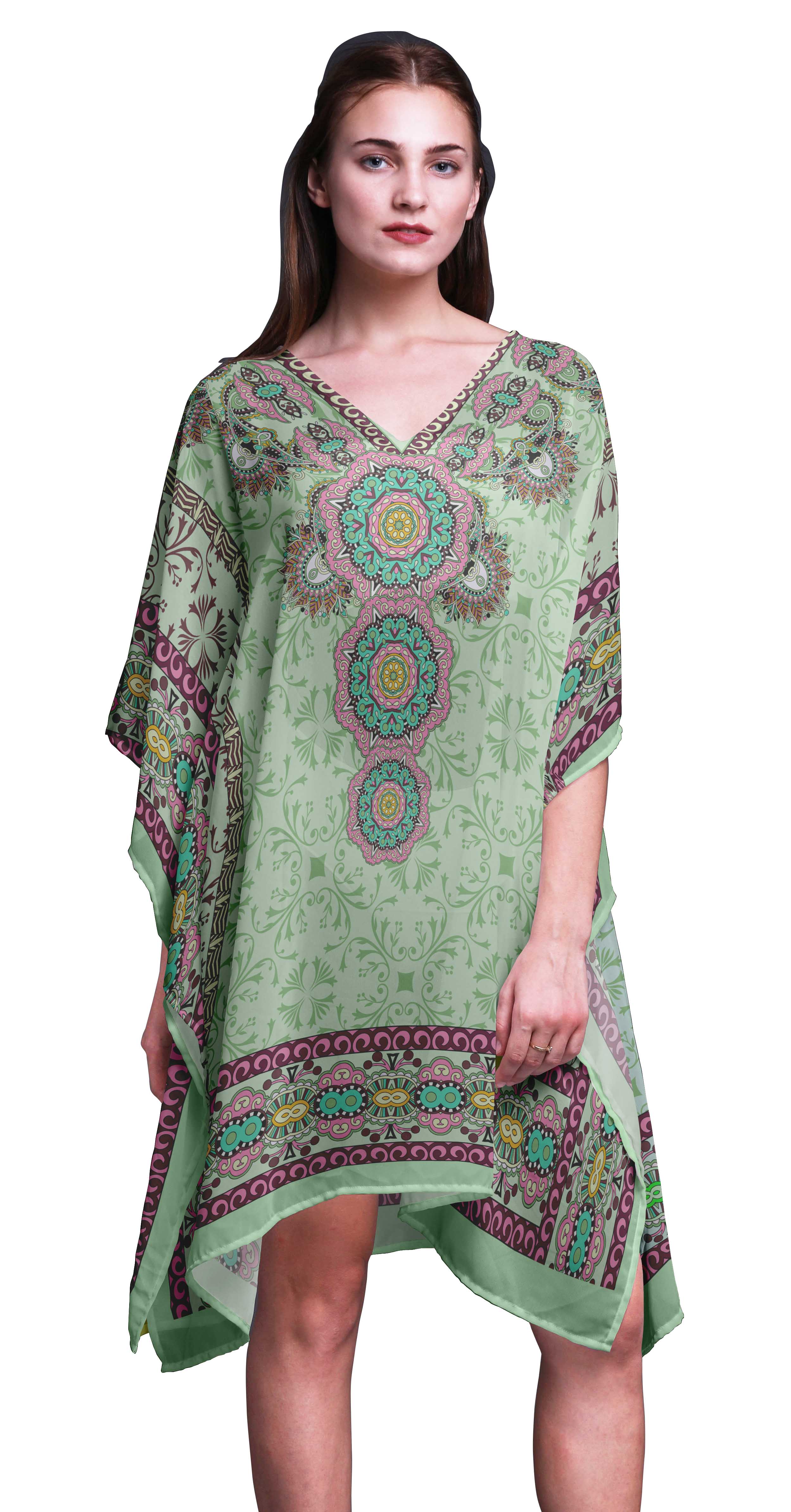 

Phagun Жіночий кафтан великих розмірів, літній одяг, пляжне укриття, кімоно, кафтан-4X-5X XL-3X м ята зелений колір