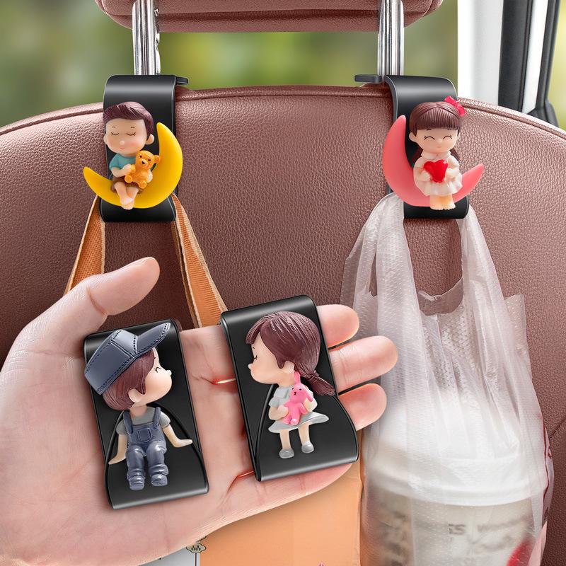 Cute 3D Cartoon Car Seat Back Hooks - Couple Collection