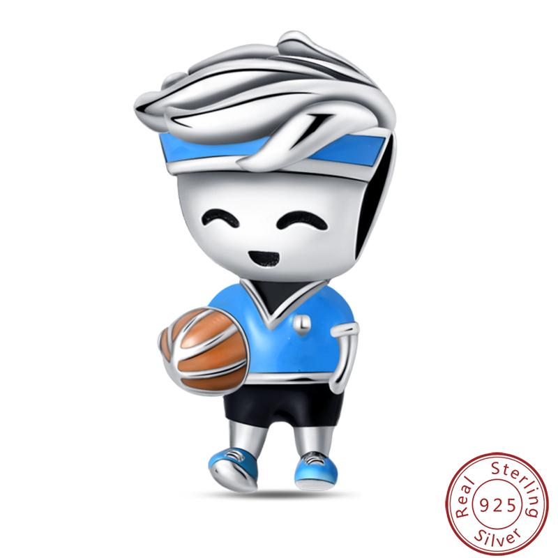 Character Series 925 Silver Sports Cooking Cute Boys And Girls Charms Beads 3mm DIY Fine Jewelry Making