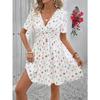 Summer new women's floral floral waist V-neck fashion short dress for women