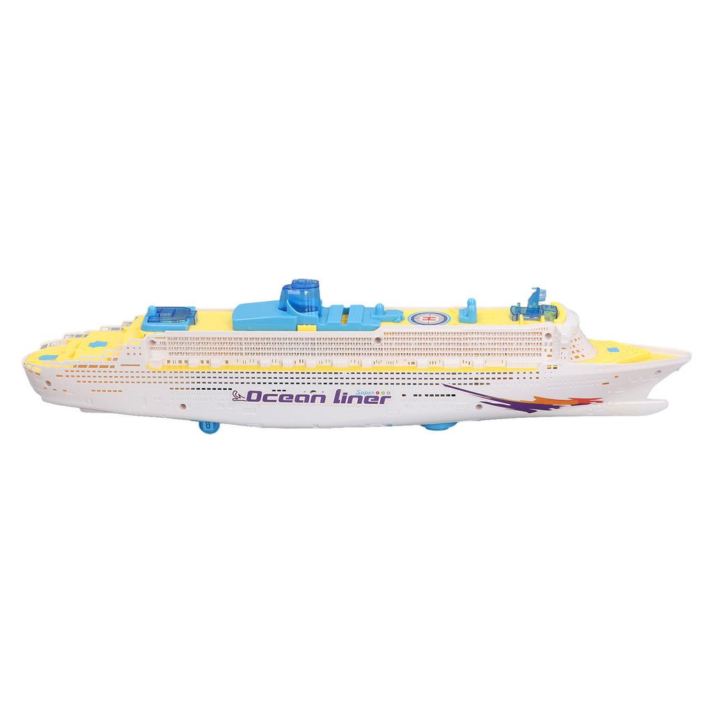 Kids Cruise Ship Model Sound Effects LED Light Universal Rotation Ocean Liner Boat Toy for Boys