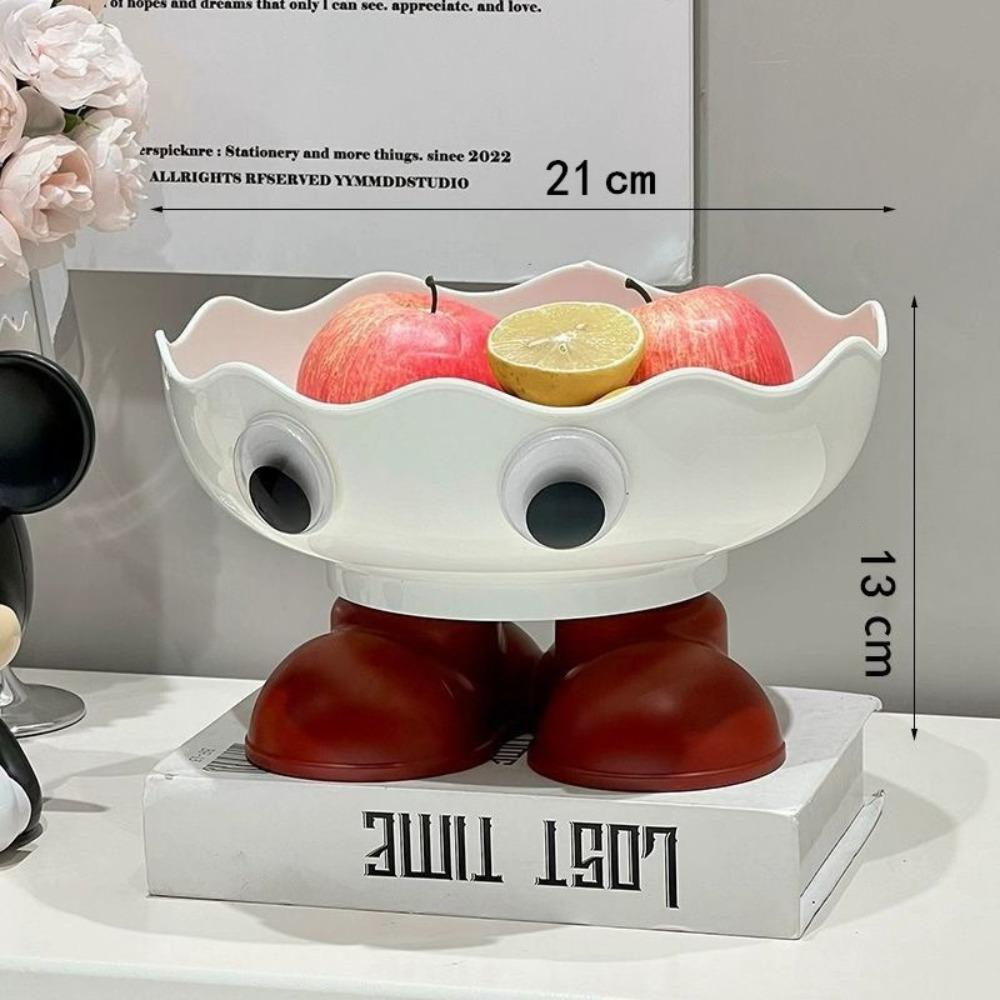 High-Aesthetic Cartoon Fruit Plate Drainable High-legged Footed Fruit Bowl Snack Display Box Home