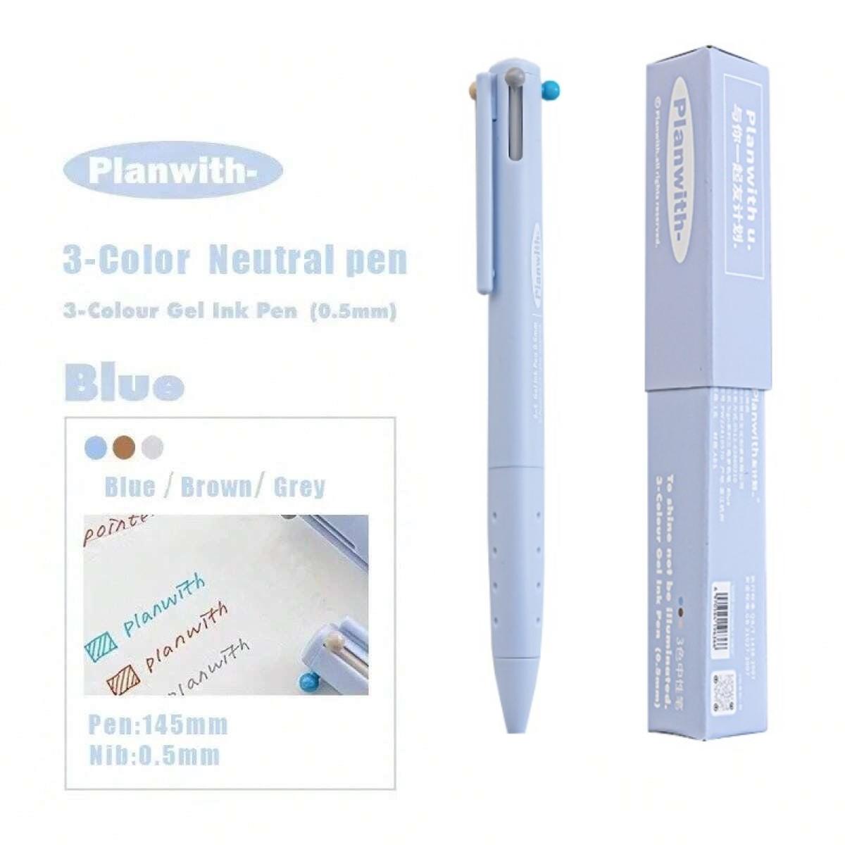 

1 шт. Трикутна багатокольорова ручка, серія Sign Planwith 3 кольори 0,5 мм Гелева ручка з тонким стрижнем Багатофункціональний маркер-лайнер Школа