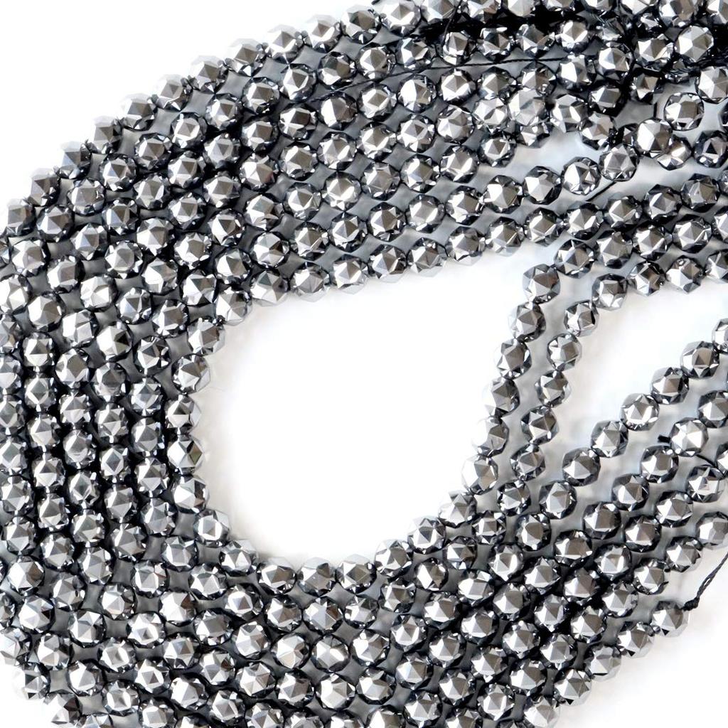 [GOLD STONE] Terahertz Ore Star Cut Beads, 40cm Long, Multi-Faceted, Handmade Accessories, Sold In Strands, 8mm