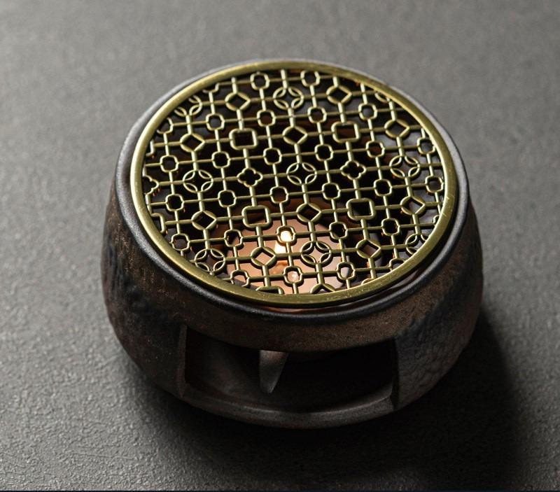 Retro Candle Heating Tea Warmer Base, Fragrance Maker, Tea Maker, Open Flame Roasted Orange Stove, Hot Tea Warmer