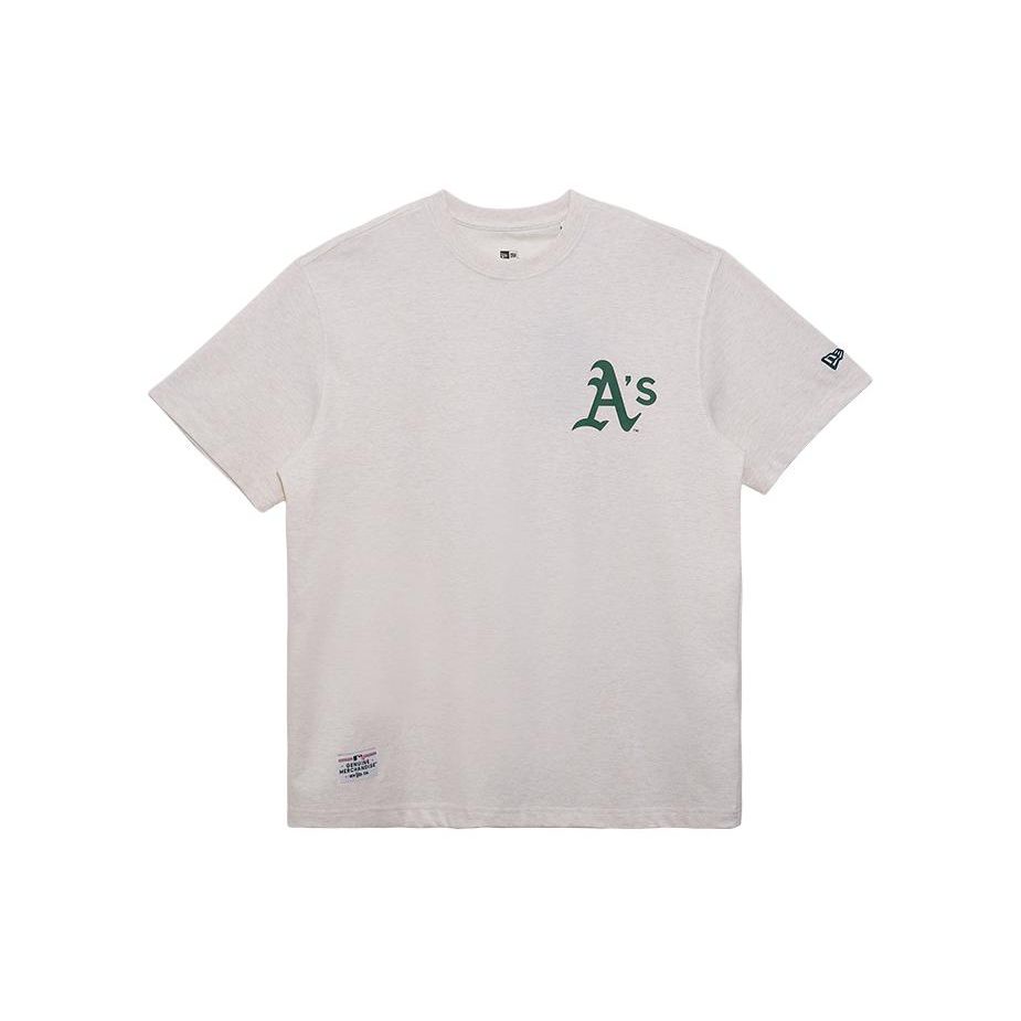 New Era SS24 MLB Oakland Athletics Back Letter Print Crew Neck Summer American Short Sleeve T-Shirt Unisex T-Shirt Light-Brown 14179140