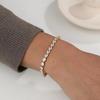 Neues PVD 18K Gold Silber Metallfarbe Beschichtetes Hip Hop 316 Edelstahl mit 4mm Breite Bling Ovaler Zirkon Tennis Kettenarmband
