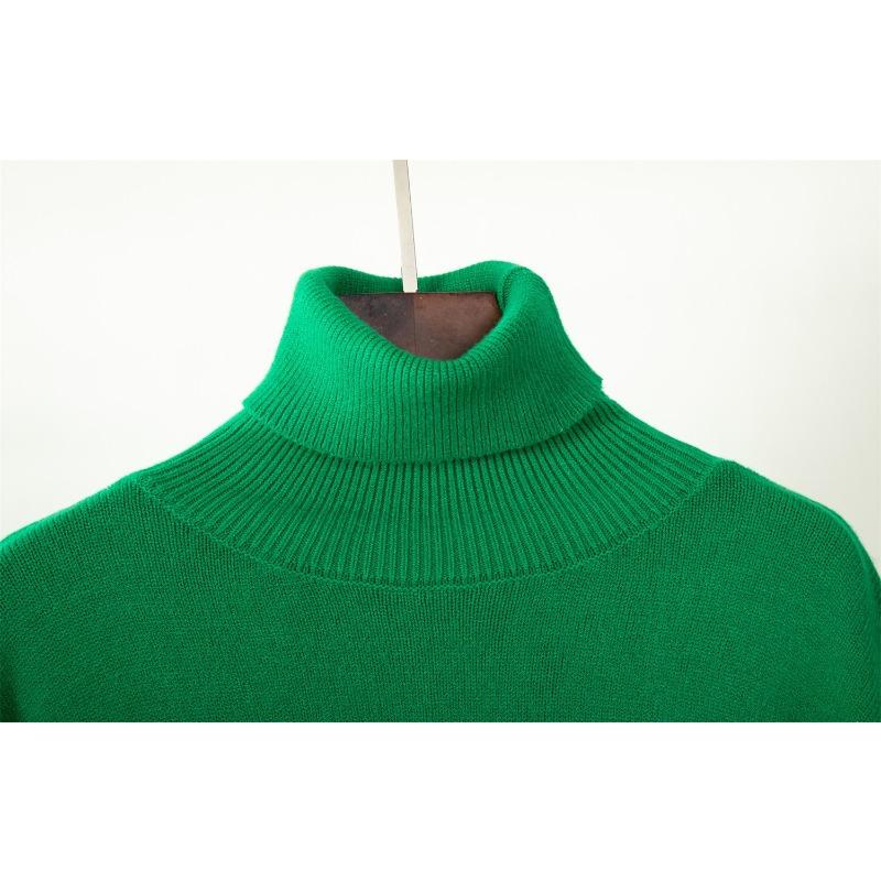 Women's Autumn and Winter Solid Colour High Neck Knitted Sweater Wide Leg Pants Two Piece Set