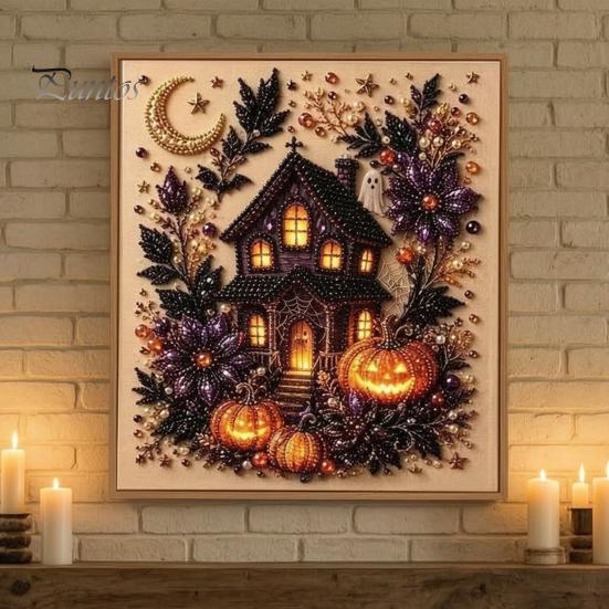 Artisanat Créatif Halloween Perles Bijoux Kit Perles Imitation, Kit Peinture DIY Citrouille Fantôme Ensemble d'Artisanat 3D pour Adultes, Murs Faits Main Idées Cadeaux Créatifs pour Fêtes