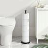 Toilet paper holder stand (with reserve function), freestanding spare roll storage holder, stainless steel, modern design.