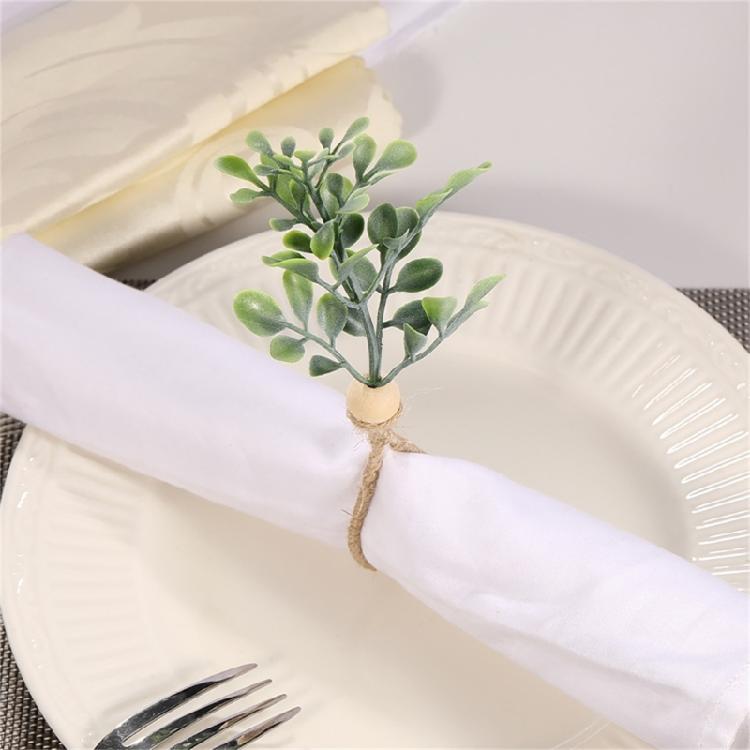 6Pcs Simple Napkin Holder Artificial Green Leaf Napkin Rings for Parties Dinner Wedding Banquets Table Decoration