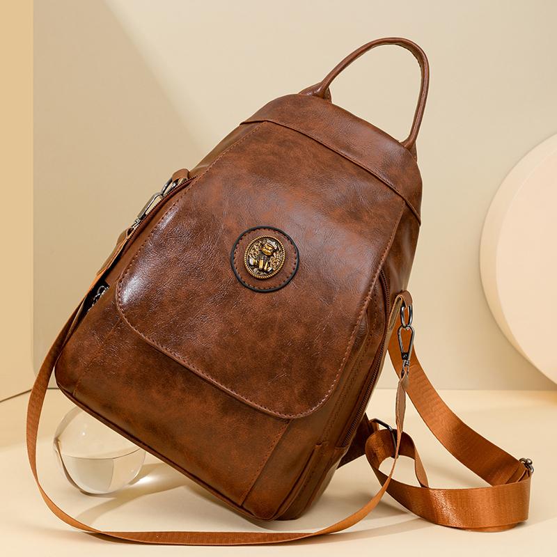 Soft Leather Backpack Women's Commuter Backpack Flip Multi-Functional Shoulder Bag