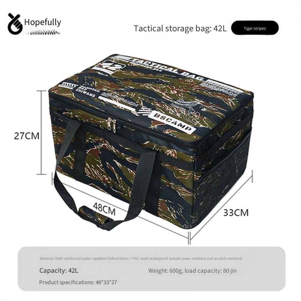 Outdoor Folding Storage Box, Camping Picnic Equipment Organizer, Large Capacity Tactical Storage Bag for Tableware & Kitchen Utensils