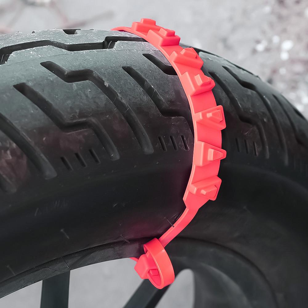 10x Red Nylon Triangle Tire Non-slip Snow Chains For Motorcycles Bicycles Wheels