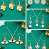 Flower Necklace and Earring Set , Sweet Christmas Jewelry , Alloy Chain 41 - 50 Cm , Trendy Cute Holiday Gift