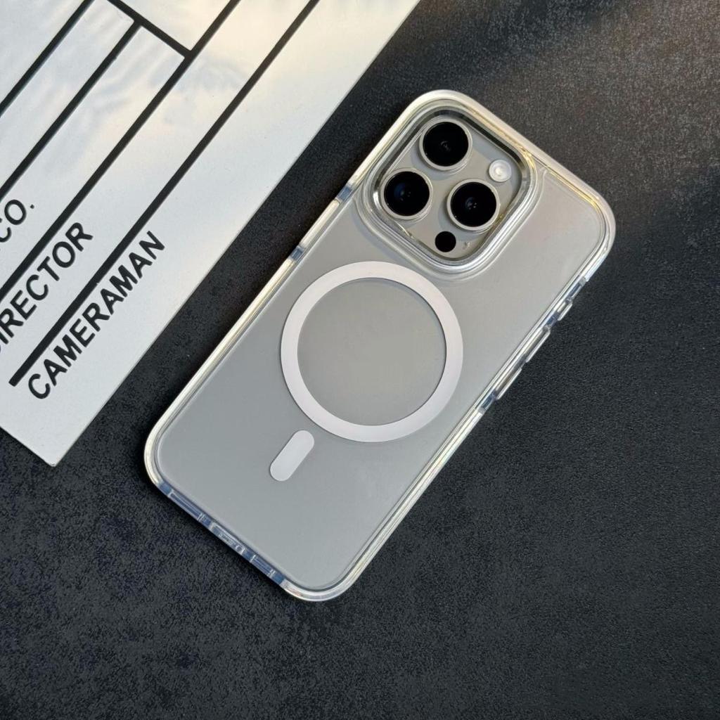 Two-color edge, suitable for Apple 14 mobile phone case, metal lens iPhone15 magnetic attraction 13Promax transparent hard case 12.