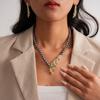 European, American and medieval style imitation pearl beaded diamond flower necklace light luxury niche collarbone chain personalized high-end 