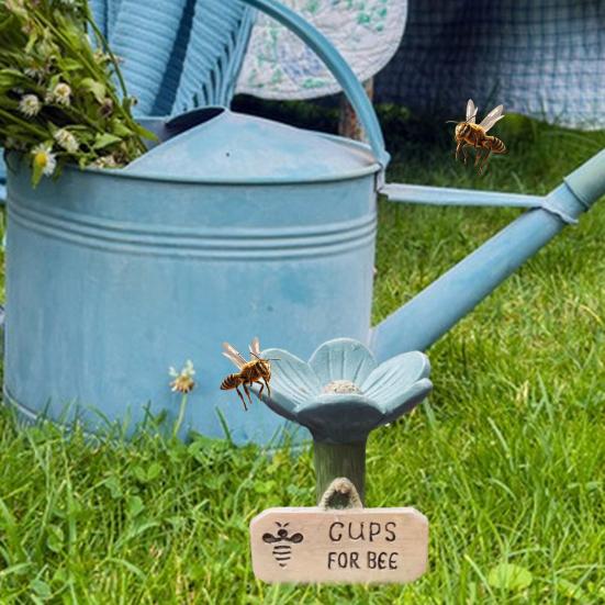 Bienenfreundliche, flache Trinkschale aus Keramik in Blütenform – leicht zu reinigen – Gartendekoration