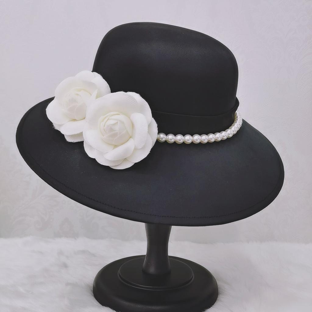 New Hepburn Top Hat Fashion Travel Retro Dress Styling Hat French Small Fragrant Double Tweed Hat