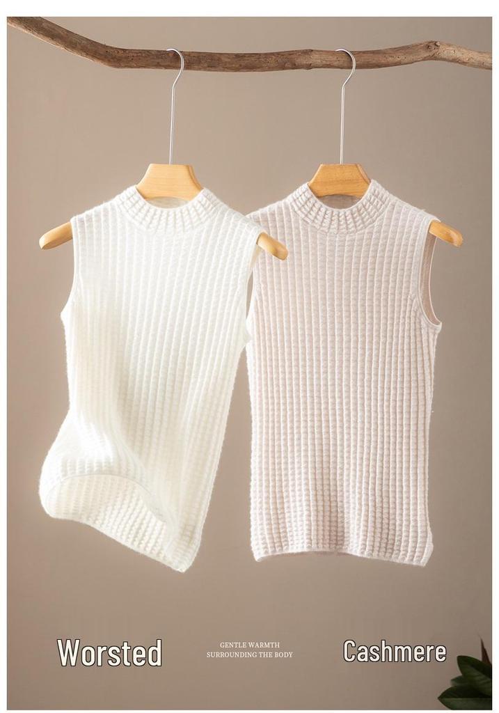 2026 Le Kasha Pure Cashmere Sleeveless High Neck Women's Camisole Tank Top