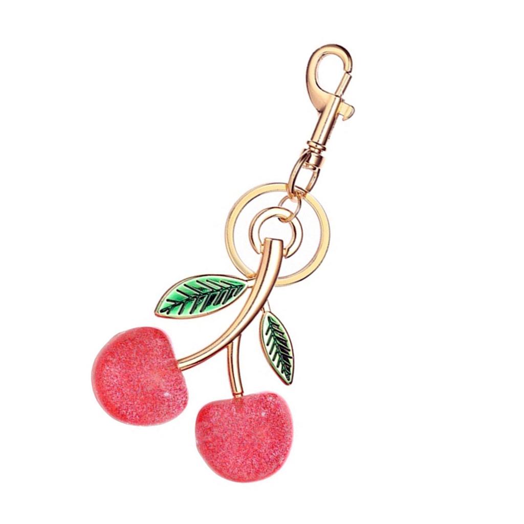 Glitter Cherry Bag Accessory Fashion Keychain Alloy Resin Texture Cherry Keyrings Suitable for Party and Casual Outfits