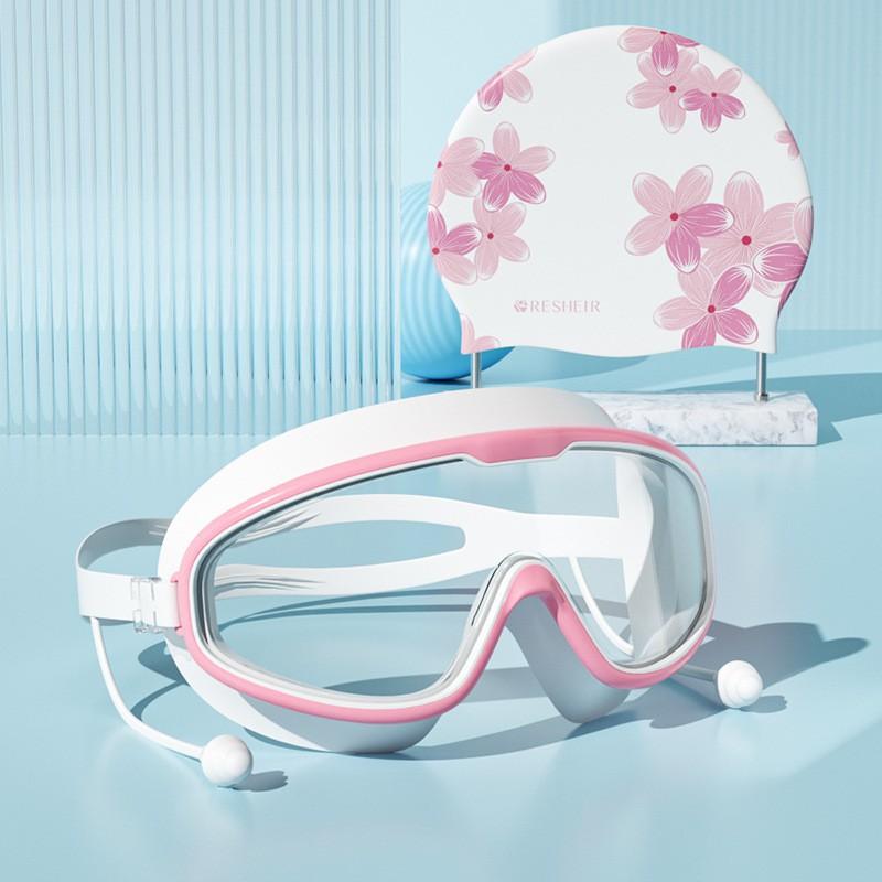 

Swimming Goggles Are Waterproof Anti-fog HD Professional Eye Protection Men Women Glasses Adult Printed Silicone Cap Set Equipment