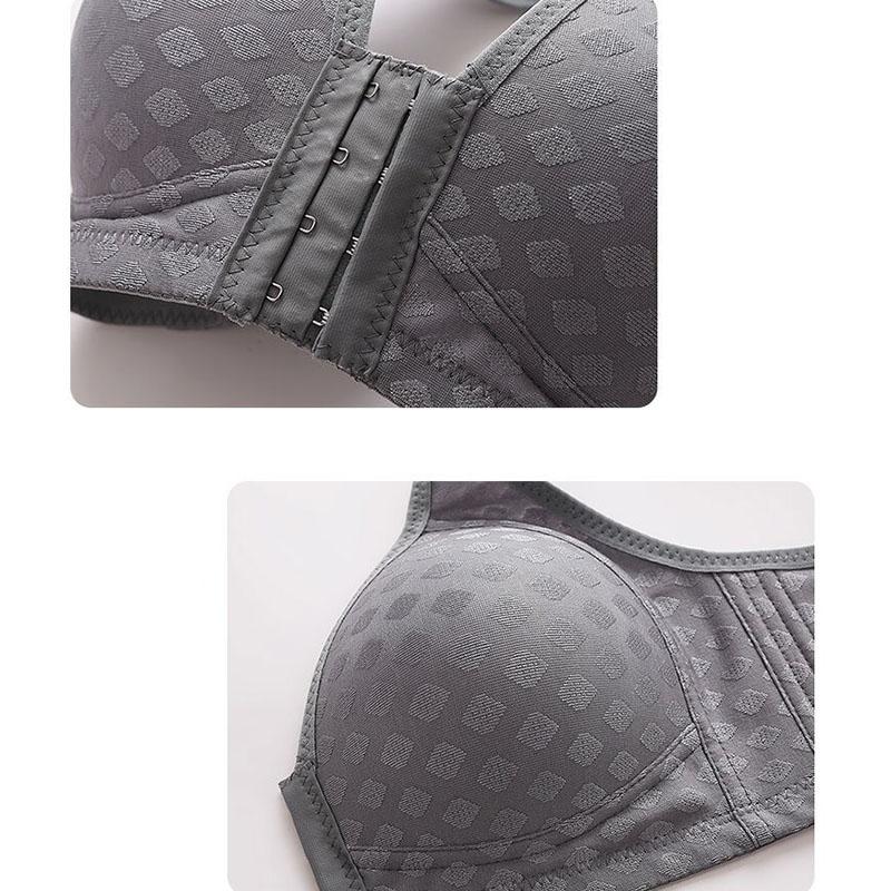 Sujetador de Botón Frontal Anticaída Recogido Sin Aros de Acero Ropa Interior Fina de Talla Grande para Mujer Hebilla de Cuatro Filas Ligero Cómodo Transpirable