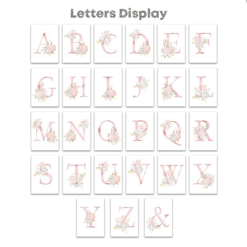 Custom Name Pink Wall Art Canvas Paintings Ballerina Girl Unicorn Butterfly Kids Room Decor Nursery Poster Pictures Wall Decor