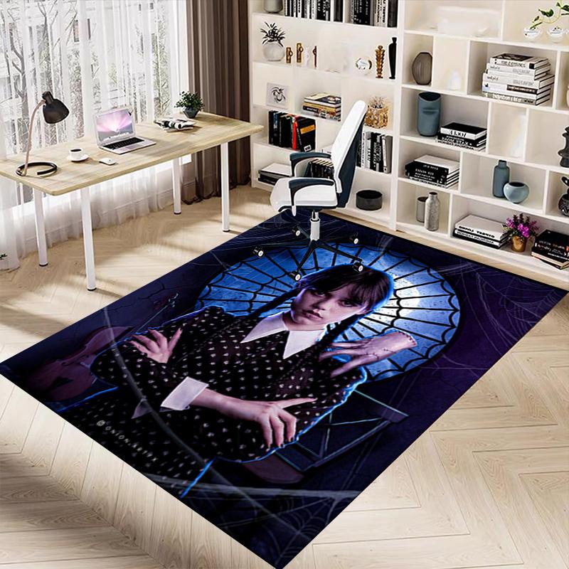 1pc Spooky Spider Web Portrait Carpet for Playroom Bedroom Living Room Sofa Home Decor,kids Game Area Rug Non-slip Floor Mat Y82674