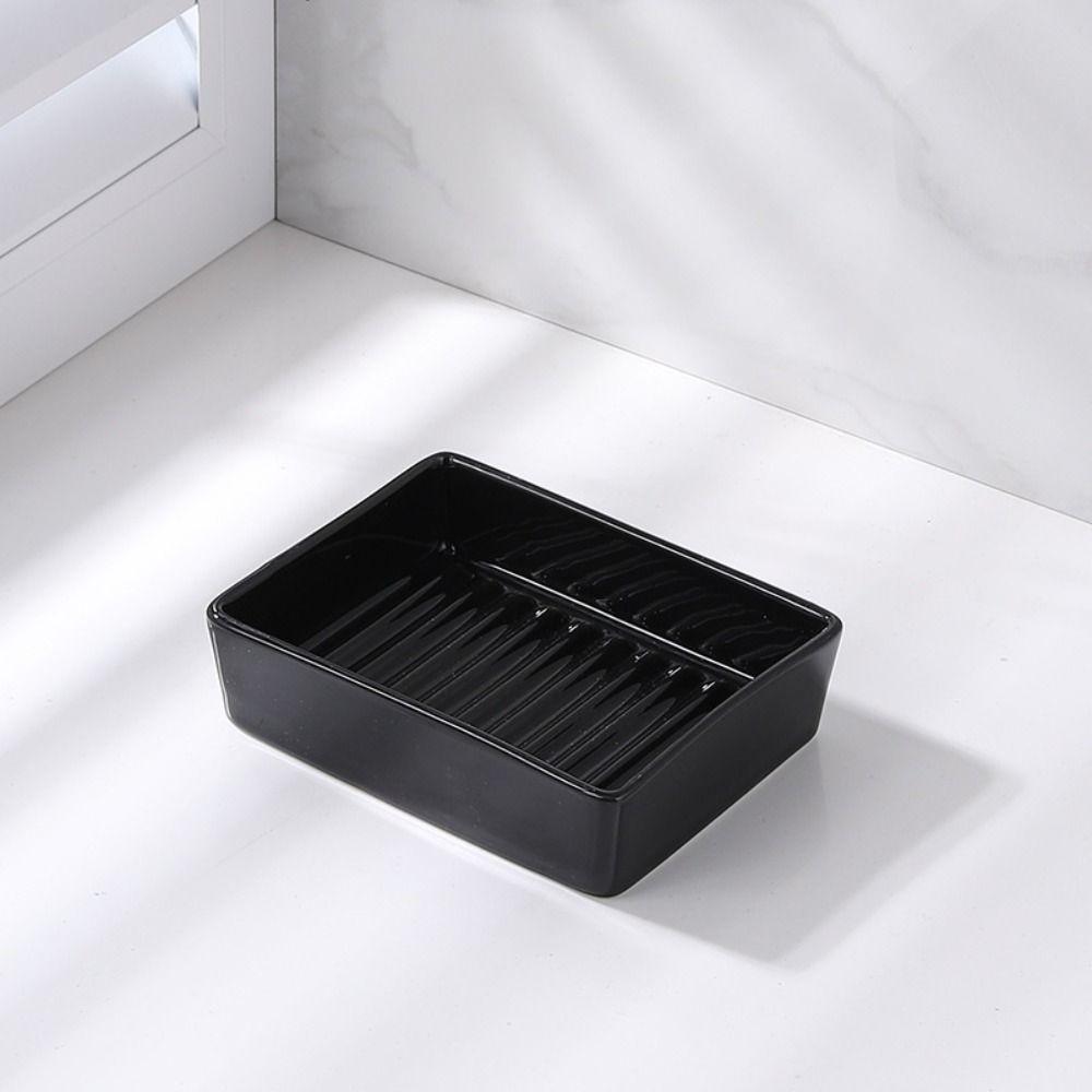 Simple Nordic Ceramic Soap Box Light Luxury Creative Soap Holder Multifunction Punch Free Drain Soap Dish Shelf Home