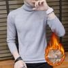 Men's Solid Color High Neck Thickened Knit Sweater - Cozy Autumn/Winter Base Layer
