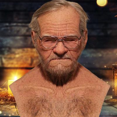 Elder Costume Headwear Realistic Grandmother/Grandfather/Male/Girl Comfortable Wear High Toughness Soft Cosplay Props Latex