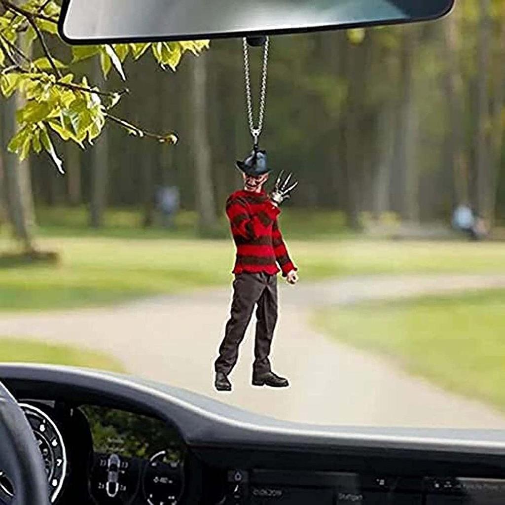 Vintage Acrylic Halloween Scary Character Car Hanging Ornament For Spooky Car Decor