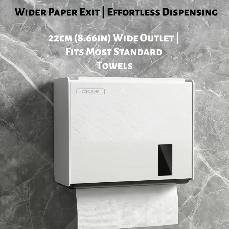 No-Drill Wall Mounted Hand Towel Dispenser, 22Cm (8.66In) Wide Outlet, 200 Sheets Capacity, Upgraded Thickened Anti-Yellowing,