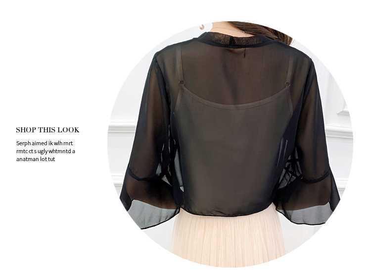 Dámský šifonový bolerko a odpovídající set šatů s tílkem - Jarní/Letní lehký kardiganový přehoz