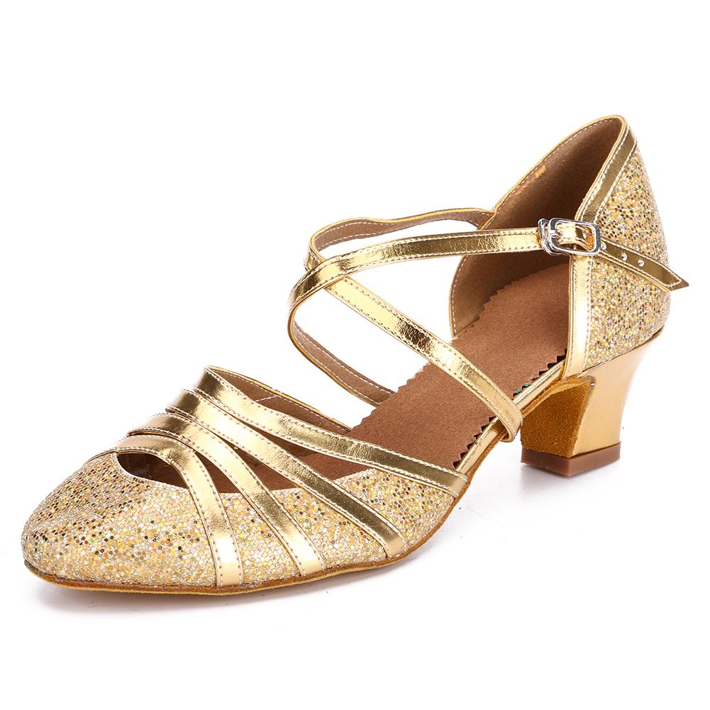 Sequins Women Latin Dance Shoes Waltz Salsa International Standard Dancing Shoes Heel 4cm Indoor