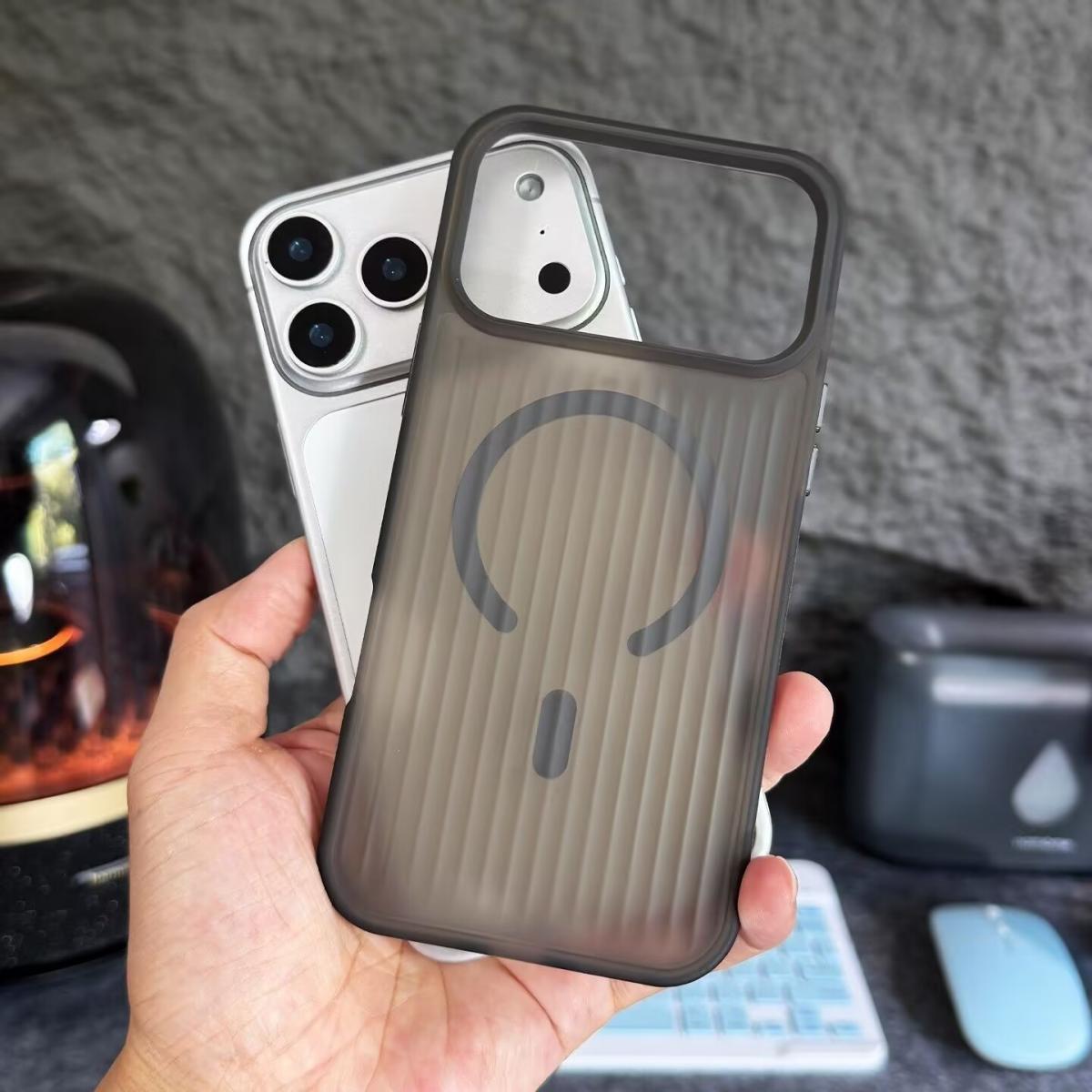 

Stripe Corrugated Pattern For Magsafe Phone Case For iPhone 17 Air 16 15 14 13 12 Pro Max Frosted Magnetic Wireless Charge Cover iPhone 12