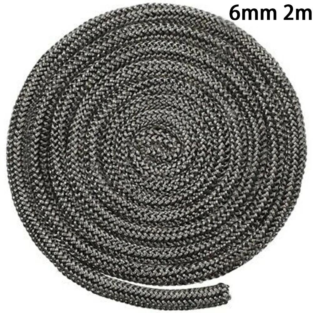 Home Fiberglass Rope Seal 78 Inch/2m Black Dark Grey Door Seal Fire Prevention Replacement 1pcs 6/8mm Fiberglass
