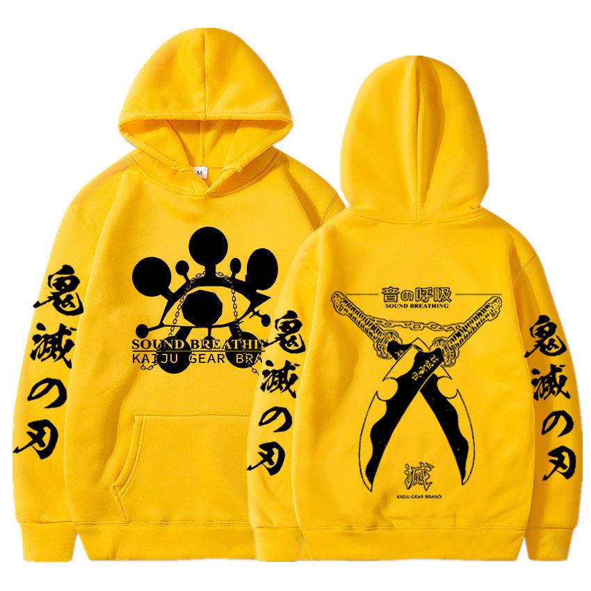 Anime Demon Slayer Hoodie Tengen Uzui Sound Breathing Doppelseitige Kapuzenpullover Herren Damenmode Übergroße Hoodies Streetwear