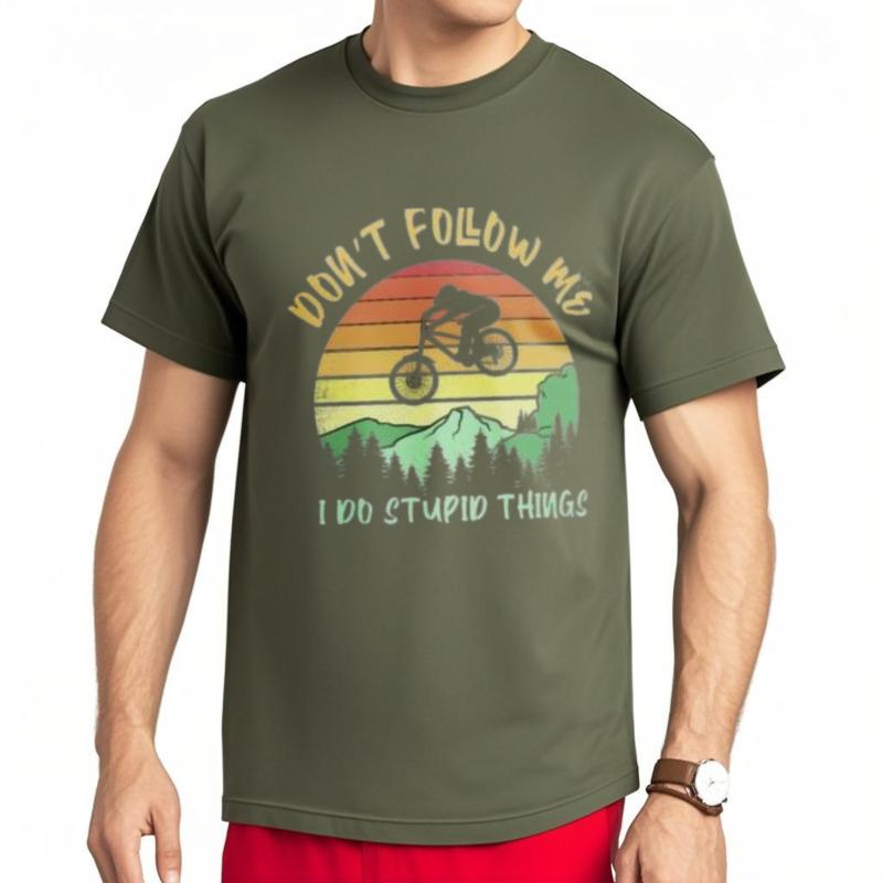 Dont Follow Me I Do Stupid Things Biking  Mountain Biker TShirt Aesthetic Clothes Oversized TShirts Mens Plain TShirts