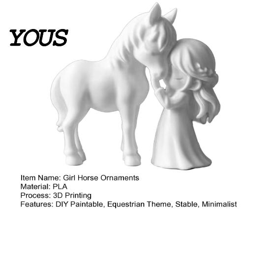 Unique Birthday Presents 3D Printed Girl Horse Figurine, DIY Paintable Equestrian Sculpture, Modern Christmas Gifts for Equestrians Minimalist