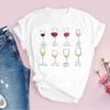 Rotweinglas Muster Reine Baumwolle Bedruckt Unisex und Damen Mode Trend T-Shirt Neu Personalisiert Rundhals Lässiges T-Shirt