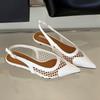 Mesh Low Heeled Sandals Sexy Pointed Toe Elegant Mule Shoes Summer Fashion Party Dress Shoes Pumps for Ladies  Designer Sandals