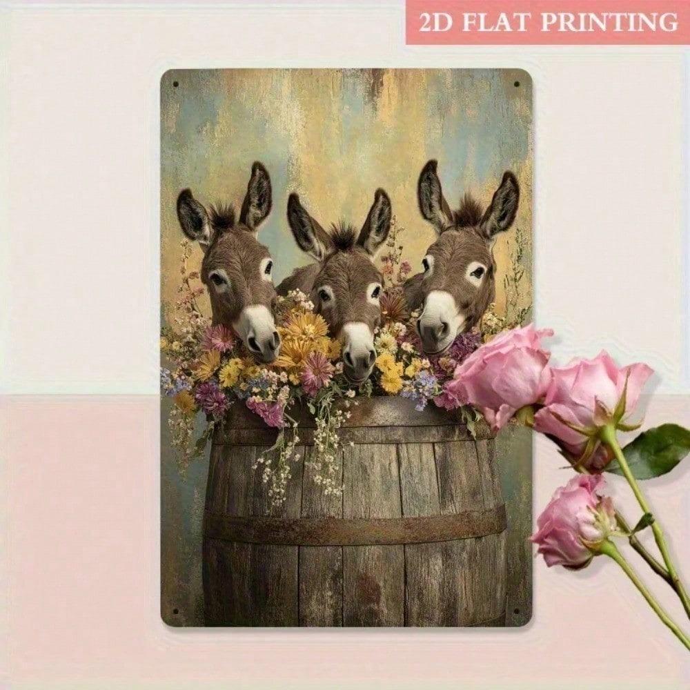 Vintage Donkey Metal Poster Farm Wall Decor Retro Sign Bar Gift
