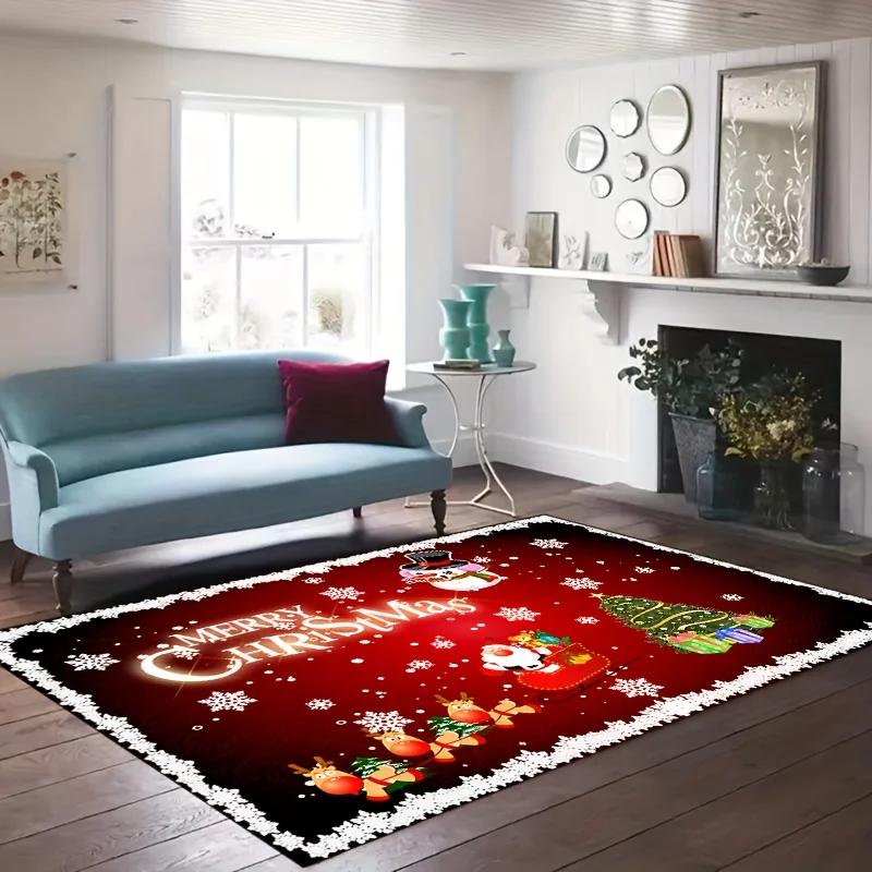Christmas Santa Claus Snowman Carpet for Living Room Decor Sofa Table Large Area Bedroom Bedside Foot Pad Navidad Decoration