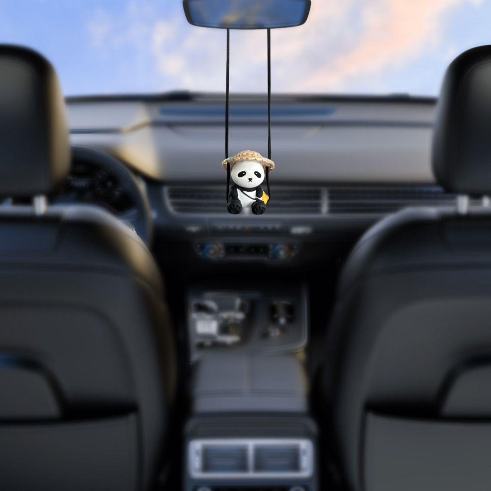 Swing Doll Panda Car Pendant Decoraction Ornaments Car Hanging Ornament Gypsum Cute Rearview Mirror Hanging Car Decor