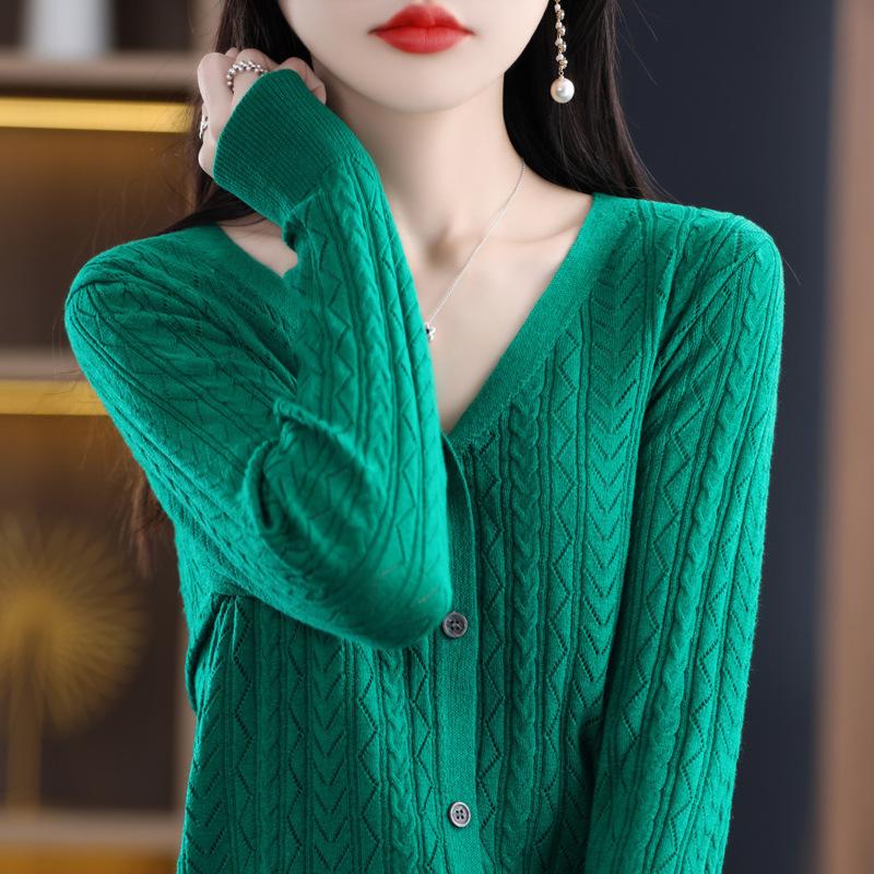 V-hals Uitgesneden Gekamde Wol Vest voor Dames In Lente en Herfst Nieuwe Stijl Airconditioning Shirt Gebreide Jas Dunne Top